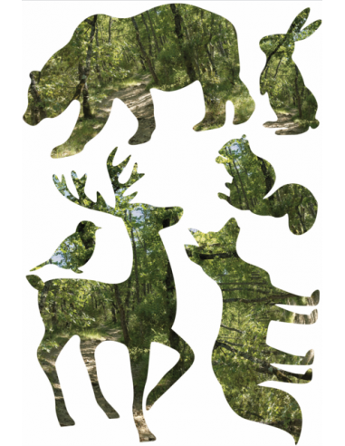Декоративен стикер 'Животни' - статичен (прилепва без лепило), 21х29,7см