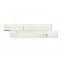 Стенна облицовка, естествен камък, бяла - 10 x 40 см