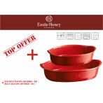 Комплект от 2 броя керамични форми за печене "OVAL OVEN DISH " -цвят червен - emile henry