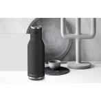 Двустенна термо бутилка “WIRELESS“ с Bluetooth колонка - 500 мл - цвят черен - asobu