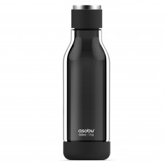 Двустенна бутилка “INNER PEACE“ стъкло/тритан - 500 мл - цвят черен - asobu
