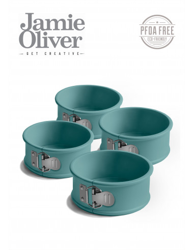 Комплект от 4бр форми с падащо дъно Ø10см - цвят атлантическо зелено - jamie oliver