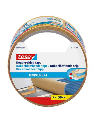 Двойнолепяща лента Tesa Universal - 5 м, 50 мм, бяла