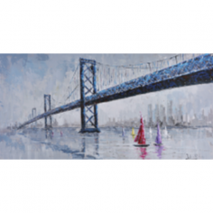 Картина - 30х60 см, мост, с маслени бои