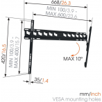 Стойка за телевизор MA4010 - За екрани 40-65", товароносимост 60 кг, черна