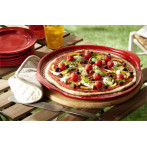 Керамична плоча за пица "RIDGED PIZZA STONE" - Ø 40 см - цвят червен