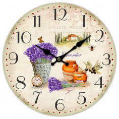 Стенен часовник Lavender - Ø34 см, MDF, бежов