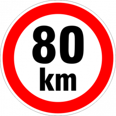 Стикер „Ограничение 80 км“ - 12х12 см
