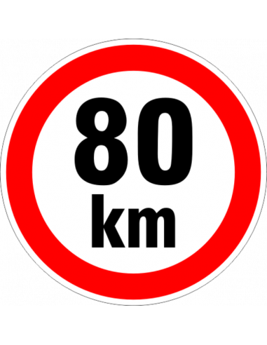 Стикер „Ограничение 80 км“ - 12х12 см