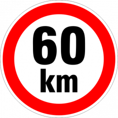 Стикер „Ограничение 60 км“ - 12х12 см