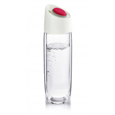 Двустенна стъклена термо бутилка “SIMPLY CLEAR“ - 400 мл - цвят червен
