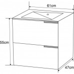 Шкаф с умивалник Исла 5953B - 47х61х55 см, PVC, дърво/черен, 2 чекмеджета