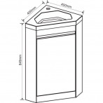 Ъглов шкаф с умивалник Сидни 4040 New - 40х40х84,5 см, PVC, бял, 1 врата