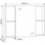 Огледален шкаф Каролан 6014-80 - 14х80х60 см, PVC, бял, 1 огледална врата, 4 рафта