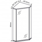 Огледален ъглов шкаф Сидни 1030-30 New - 28,8х28,8х80 см, PVC, бял, 1 огледална врата