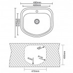 Кухненска мивка Inter Ceramic 4749 - 47х49 см, алпака, сребриста