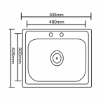 Кухненска мивка Inter Ceramic D5443P - 40,5х50,5 см, алпака, сребриста