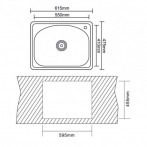 Кухненска мивка Inter Ceramic D6248P/6046 - 47,5х61,5 см, алпака, сребриста