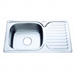 Кухненска мивка Inter Ceramic Декор 7642 - 42х76 см, алпака, сребриста, десен плот