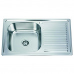 Кухненска мивка Inter Ceramic Темпико 8050PF - 50х80 см, алпака, сребриста, десен плот