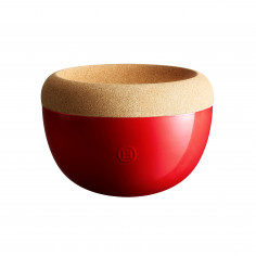 Imagén: Керамична купа / фруктиера с корков капак "DEEP STORAGE BOWL"  - Ø 27 см - цвят червен