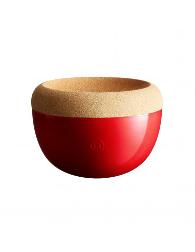 Керамична купа / фруктиера с корков капак "DEEP STORAGE BOWL"  - Ø 27 см - цвят червен