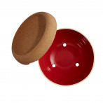 Керамична купа / фруктиера с корков капак "DEEP STORAGE BOWL"  - Ø 27 см - цвят червен