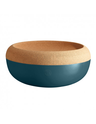 Керамична купа / фруктиера с корков капак "LARGE STORAGE BOWL" - Ø 36 см - цвят синьо-зелен