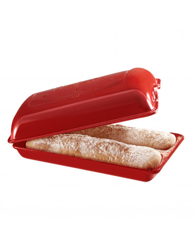 Керамична форма за печене на хляб/чабата "CIABATTA BAKER" - 39 х 23см - цвят червен