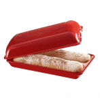 Керамична форма за печене на хляб/чабата "CIABATTA BAKER" - 39 х 23см - цвят червен