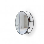 Огледало за стенен монтаж с рафтове за аксесоари “CIRKO“ - цвят черен