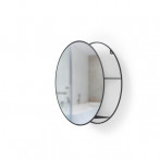 Огледало за стенен монтаж с рафтове за аксесоари “CIRKO“ - цвят черен