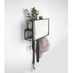Стенен органайзер с огледало и 5 бр. закачалки “CUBIKO“ - цвят черен