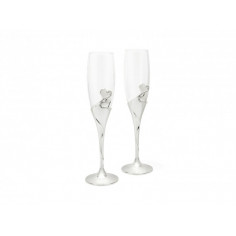 Подаръчен сет чаши за шампанско със сребърно покритие “Heart“ - 2 броя