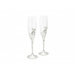 Подаръчен сет чаши за шампанско със сребърно покритие “Heart“ - 2 броя
