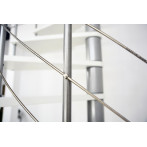 VENEZIA -  бели стъпала от бук, парапет - цвят сребро, диаметър - Ø: 120, 140 и 160 см