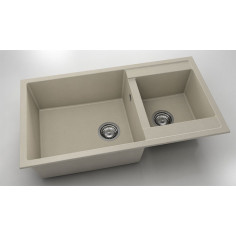 Imagén: Кухненска мивка 1004 - 90х49 см, гранит, тъмнобежова, 1 ½ корита