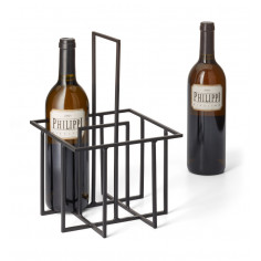 Метална кошница / стойка за вино “CUBO“ - черна
