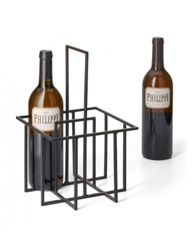 Метална кошница / стойка за вино “CUBO“ - черна