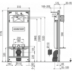Структура за вграждане за стенна тоалетна Alca Plast Komfort C201 - Комплект с крепежни елементи
