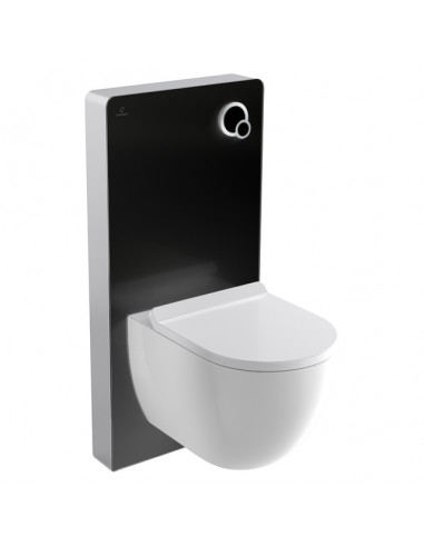 Санитарен модул за стенна тоалетна Camargue Sanitarmodul - Черно закалено стъкло и алуминий
