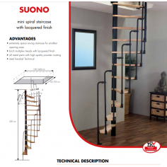 Imagén: Мини стълба SUONO спестяваща място, за малки отвори - 120/68 и 140/78 см