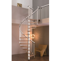 Вита стълба Spiral effect, метал-бял, дърво- масивен бук, диаметър - Ø:160 см