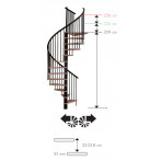 Вита стълба Spiral effect, метал- черен, дърво- масивен дъб, диаметър - Ø:160 см