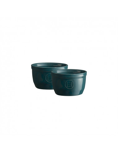 Комплект 2 броя керамични купички / рамекини "RAMEKINS SET N°9" - цвят синьо зелен
