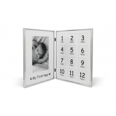 Рамка за бебешки снимки със сребърно покритие "1-ва годинка"