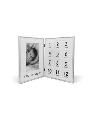 Рамка за бебешки снимки със сребърно покритие "1-ва годинка"
