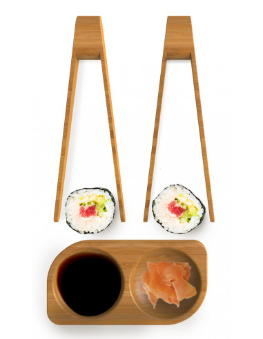 Комплект за суши щипки и двойна купичка - PEBBLY