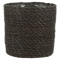 Плетена кашпа - 14х14 см, сива