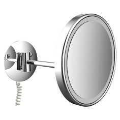 Стенно козметично огледало с LED осветление 2.0 - Ø20 см, трикратно увеличение, хром